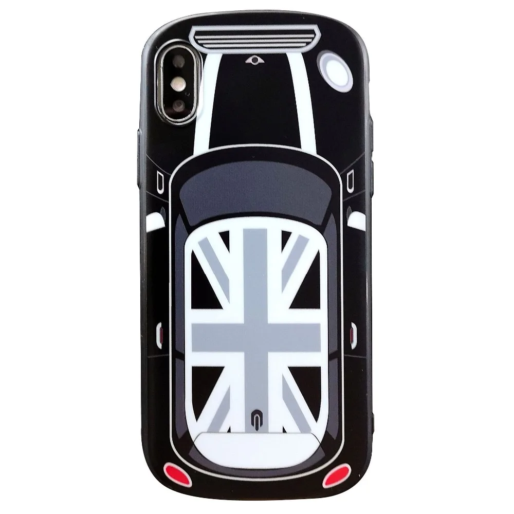 Luxury New Car Soft silicon Cover For iPhone XR XS Max X Cute UK National flag MINI phone Case 6 6S 7 8 Plus coque |