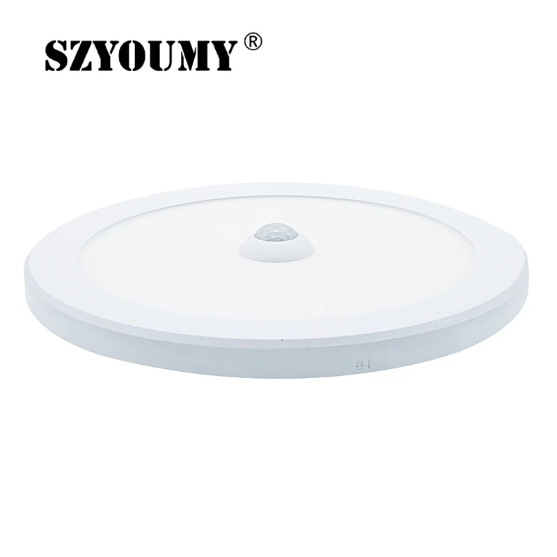 

SZYOUMY новый AC 220-240V 18W 110V 15W ультратонкий круглый светодиодный потолочный светильник PIR датчик движения человеческого тела индукционный вниз с...