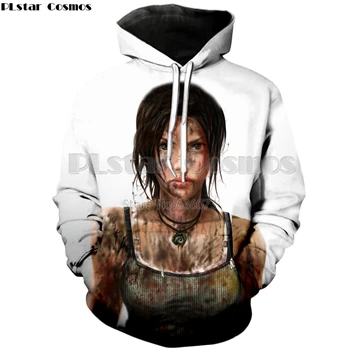 color as the picture PLstar Cosmos классические игры Tomb Raider Hoodie Модный женский мужской свитер с капюшоном Heroine Lara Croft 3d печать Hoody - Цвет: color as the picture