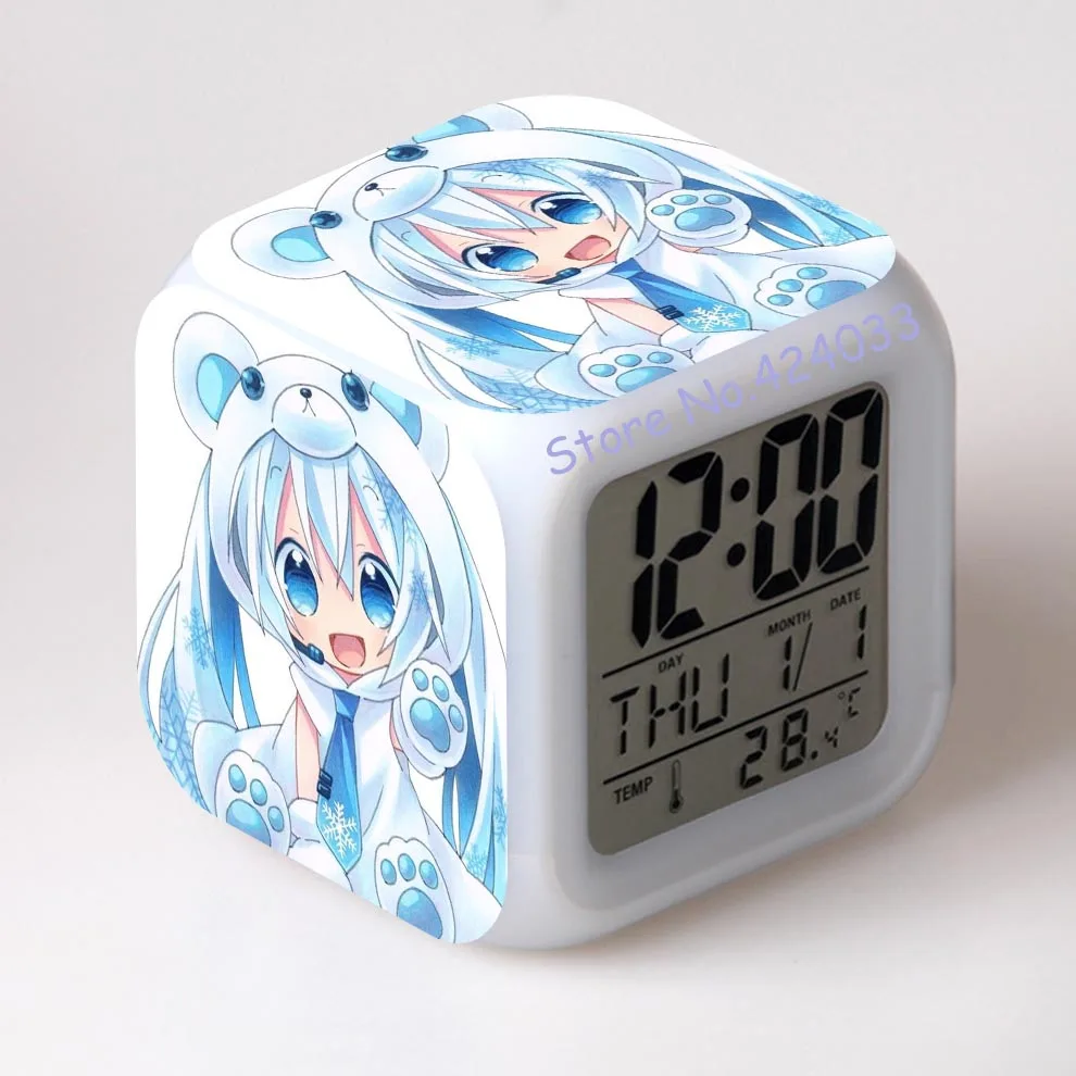 Tsune Miku Hatsune мультяшный будильник светодиодный цветной Ночной светильник