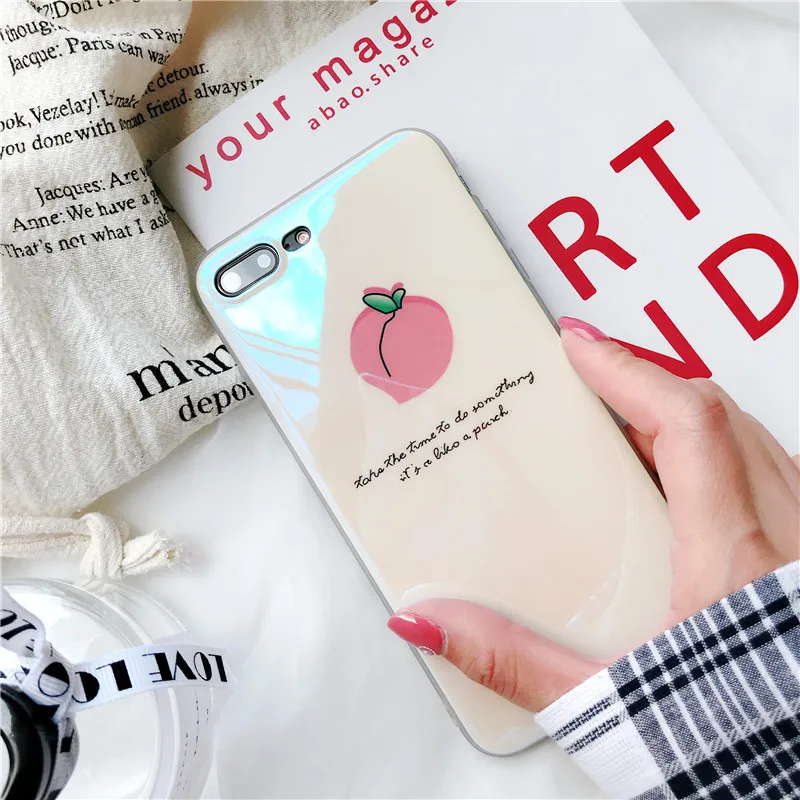 Blu-ray Peach phone case for iPhone 6s 7 Plus 8 XS MAX XR X glossy cover 6 6P 7P 8P |