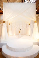10ft x 10ft x10ft white square canopy drape with stainless steel pipes wedding stage decoration