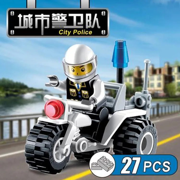 Новый городской полицейский Мотоцикл строительные блоки кирпичи набор для детей