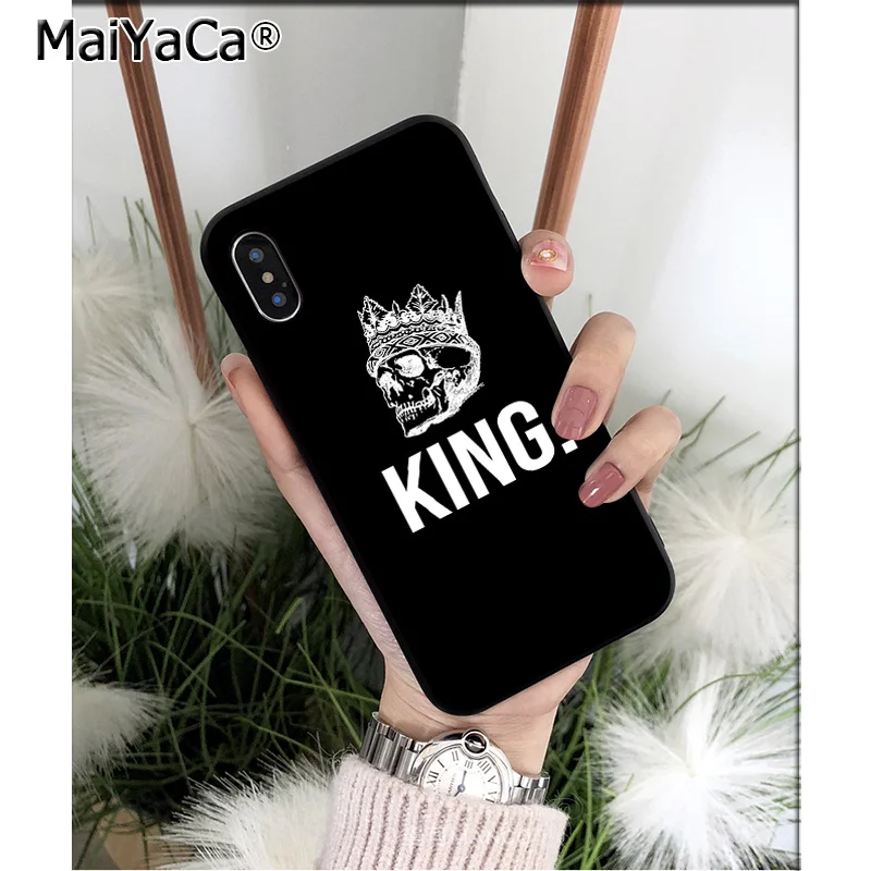 Силиконовый чехол MaiYaCa King Queen Crown из ТПУ для Apple iPhone 8 7 6 6S Plus X XS MAX 5 5S SE XR | Мобильные