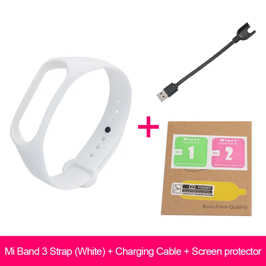 White-USB-Film Для Xiaomi Mi Band 3 зарядный кабель USB Защитная пленка для экрана для Xiaomi Mi Band 3 ремешок для смарт-браслета аксессуары для браслета - Цвет: White-USB-Film