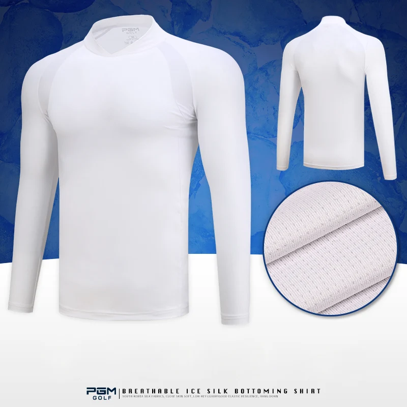 Pgm Мужская футболка для гольфа с длинным рукавом Удобная Шелковая нижняя рубашка