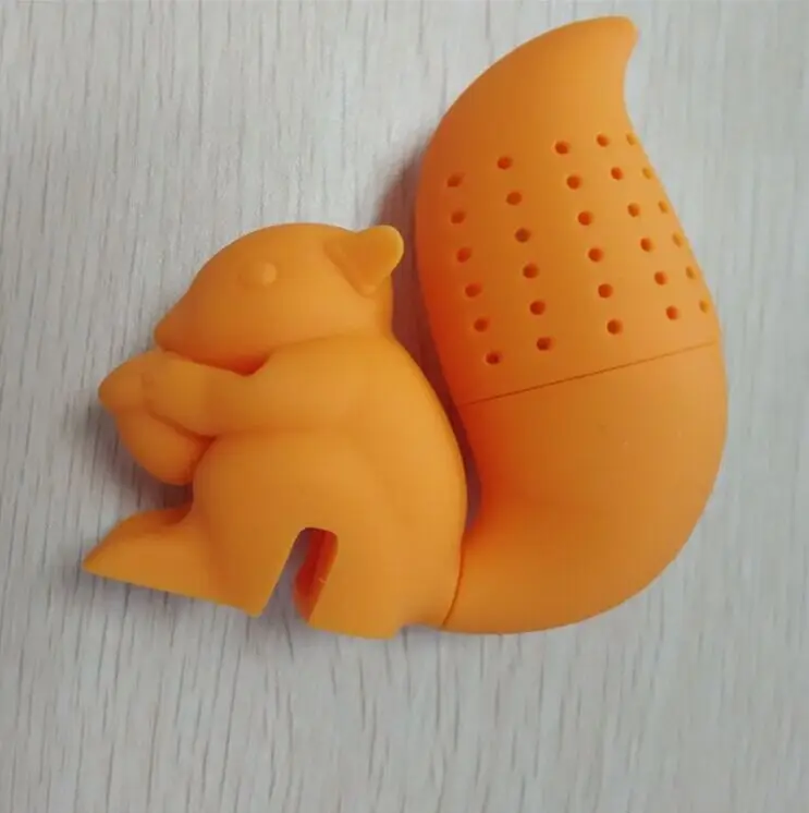 High Quality Cute Squirrel Tea Strainer Silicone loose-leaf Infuser Filter Diffuser Fun Accessories |