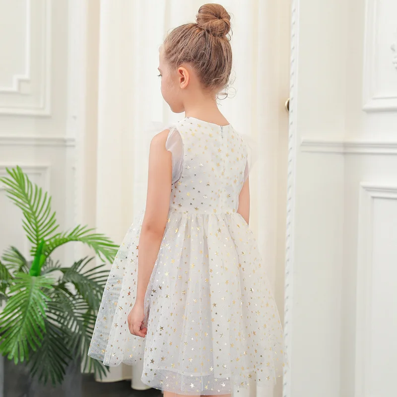 Mottelee Girls Star Dress Princess White Tulle Wedding Party Dresses 2018 Summer Pageant Kids Fancy Frock Design Outfit for Girl | Детская