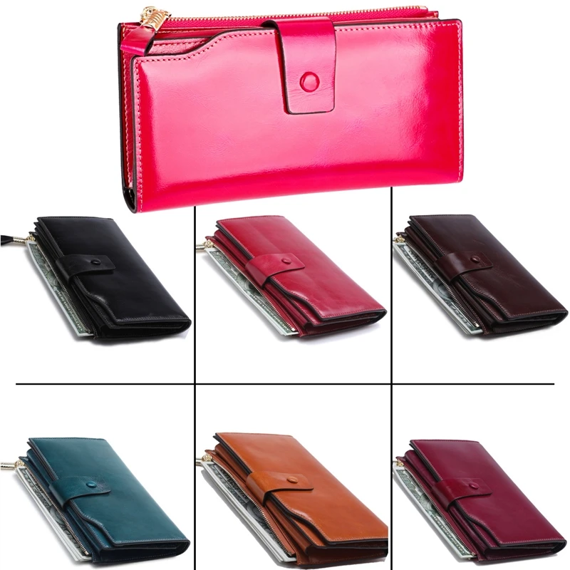 HHT первый слой кожи анти RFID дамы бумажник длинная Корейская версия масла Воск