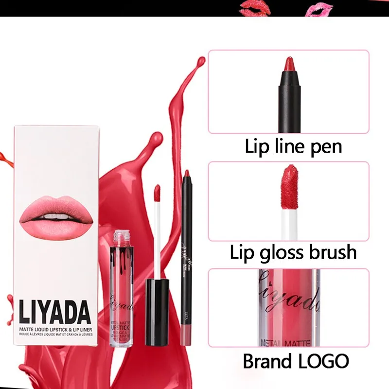 Бренд LIYADA Матовый жидкий блеск для губ Lips Pencil Макияж Губная помада Lasting