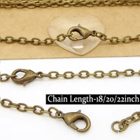 three lengths 455055mm50pcs antique bronze iron metal 23mm o hoop chains 12mm long lobster clasp for diy jewelry