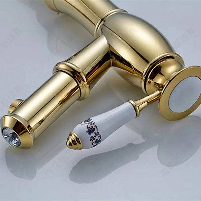 Кран для раковины Senducs Gold Pull Out кран в европейском стиле качественный латунный