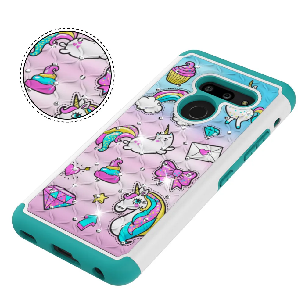 Для LG G8s G8 G7 V40 Thinq Q7 Plus K8 K10 2017 2018 Чехлы милый Единорог медведь горный хрусталь чехол