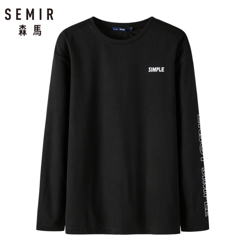 SEMIR Women Long Sleeve Shirt with Print at Women's Relax Fit Crewneck Top Ribbing Neckline for Autumn | Женская одежда