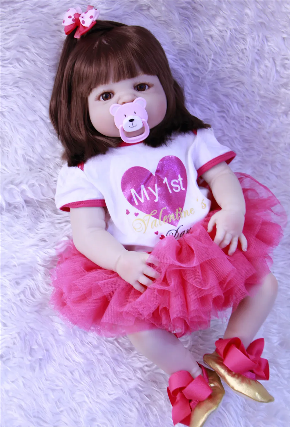 Кукла reborn boneca 55 см силиконовая с длинными волосами 22 дюйма|silicone dolls|reborn dollsbebes doll |