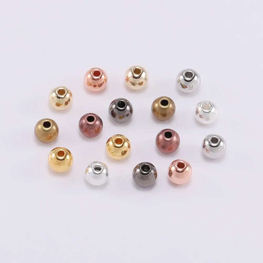 

100pcs/lot With Hole 3 4 5 6 8 mm Metal Plated CCB Acrylic Round Seed Loose Spacer Beads For DIY Jewelry Making Finding Supplies