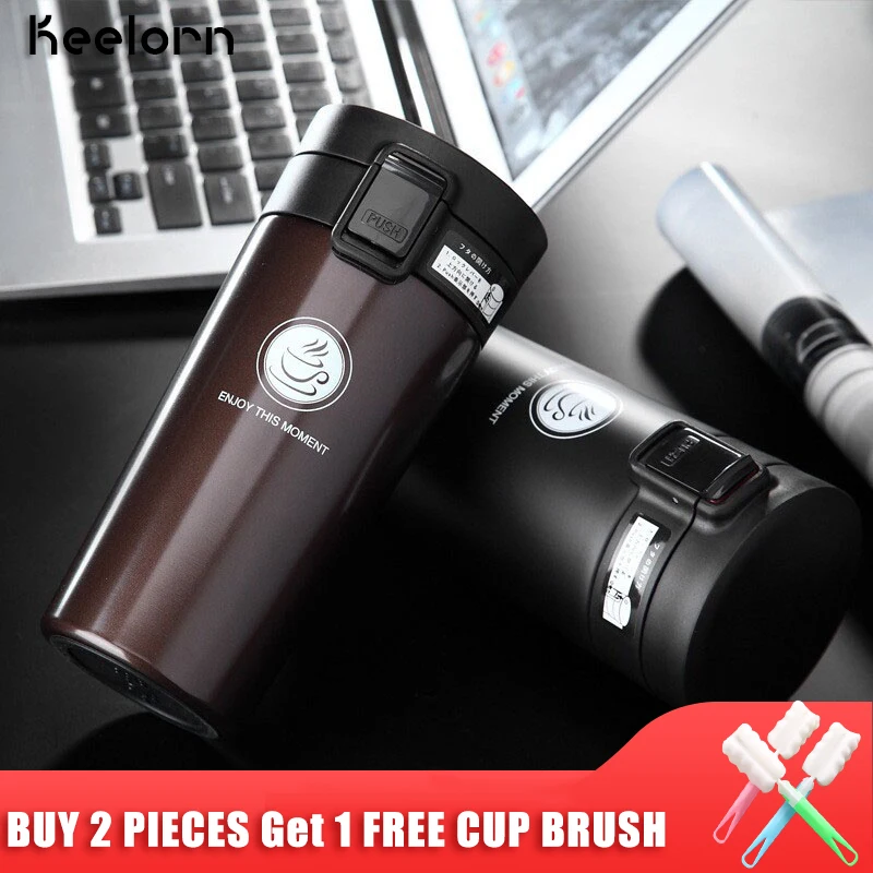 Keelorn Hot Sale Double Wall Stainless Steel Coffee Thermos Cup Mugs Thermal Bottle 500ml Thermocup Fashion  Vacuum Flask Cups
