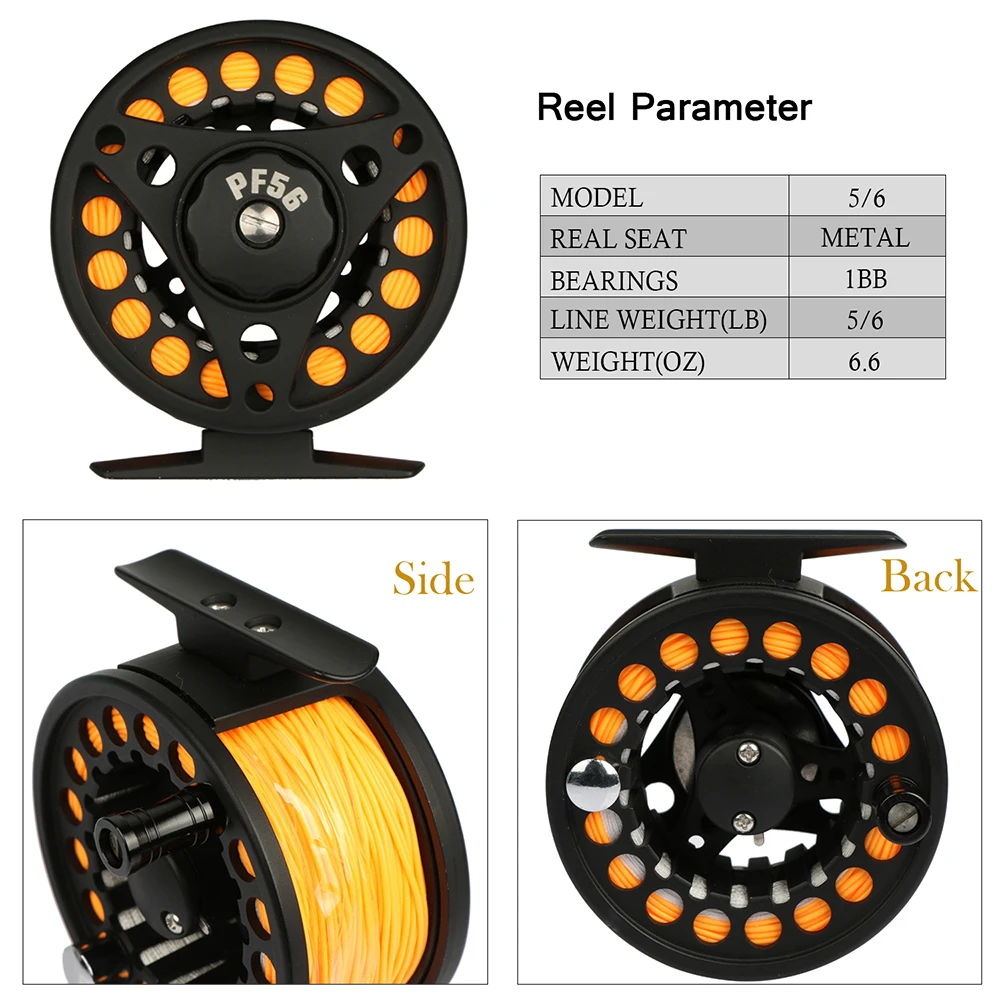 

Goture 5/6 Fly Rod Combo Fly Fishing Kit Aluminum Fishing Reel with Fly Line and Flies Tapered Leader With Carry Bag