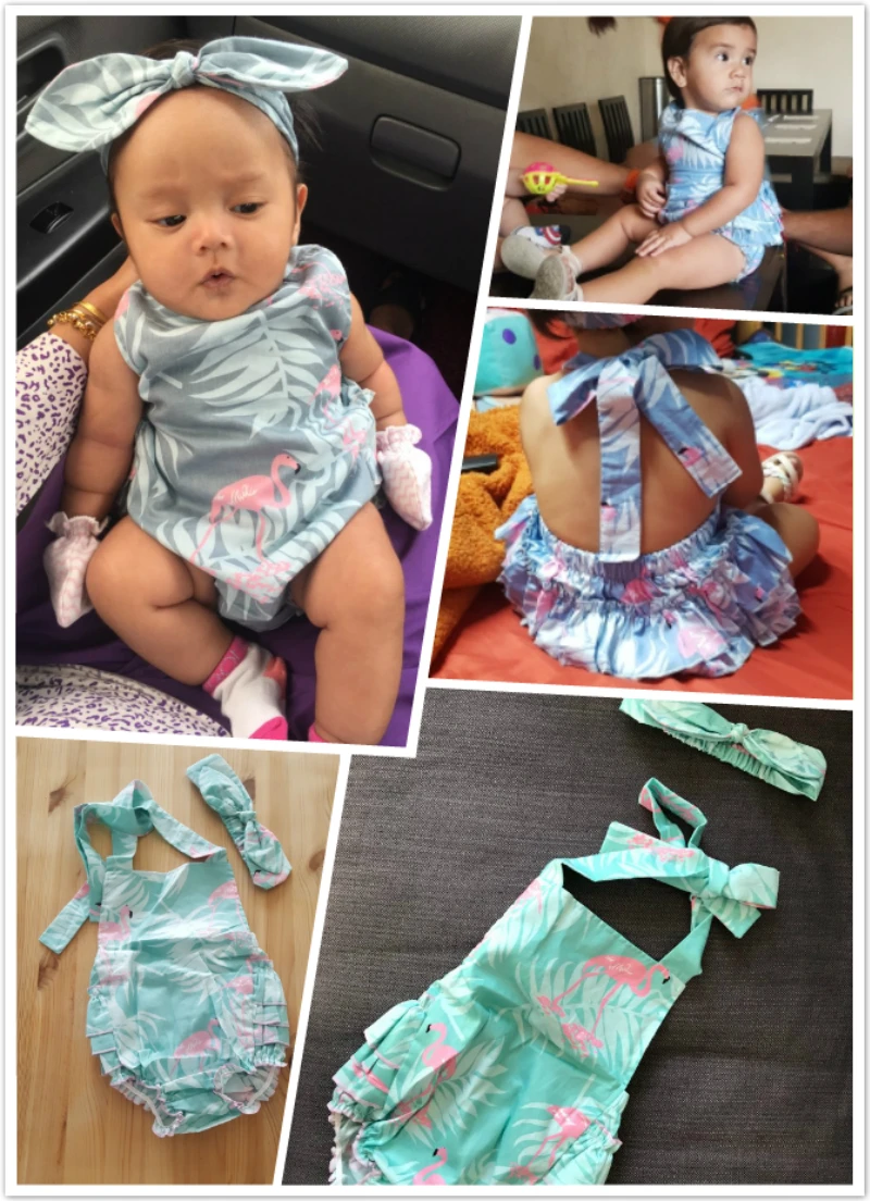 Для маленьких девочек, одежда от Carter's, детский костюмчик, хлопковая гофрированная английская комбинезон с узором "фламинго" и оголовье, набор От 0 до 3 лет возраст малыша комплекты одежды для новорожденных комплект