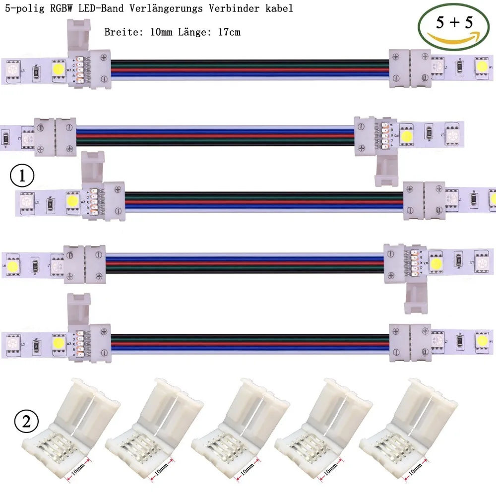 5 шт./лот 10 мм 5pin rсветодио дный GBW led Соединительный кабель solderless клип разъем