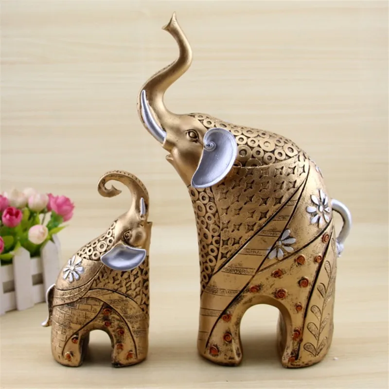 2018 European Style Elephant Statue Crafts Animal Ornaments Home Decor Lucky Living Room Cabinets Decoration Wedding Gifts | Дом и сад