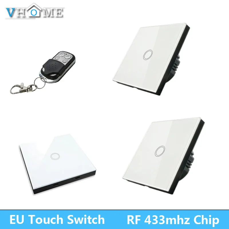 Vhome LED light touch switch rf glass panel Smart remote control EU Type 220V For Home Sensor Switches | Обустройство дома
