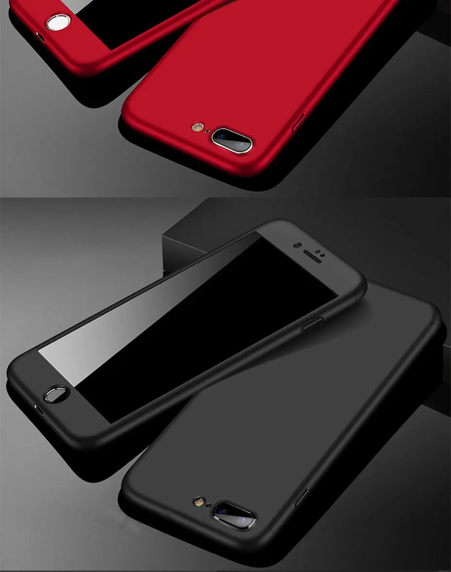 360 градусов полный чехол для телефона для iPhone 11 Pro Max X Xs Xr 7 8 Plus с закаленным стеклом Чехол Жесткий PC Shell 6 6S Plus X Capa