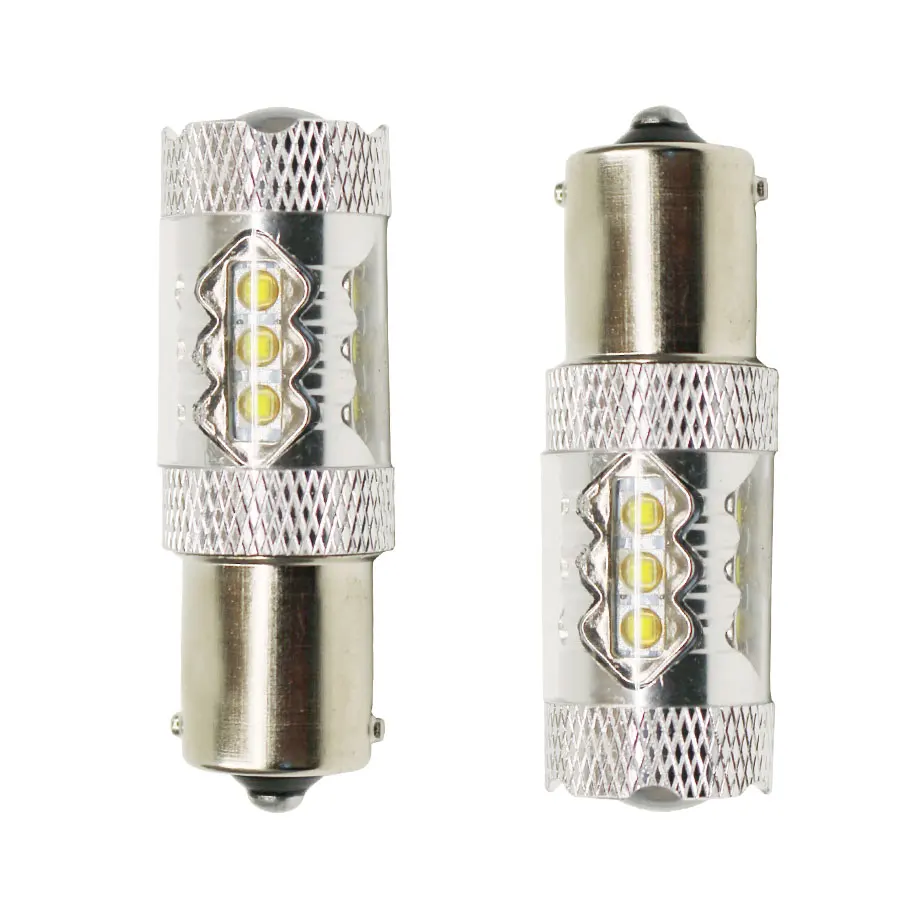 Светодиодная автомобильная лампа P21W BA15S 1156 12 В 1 шт. белая 80 Вт SMD S25 источник света