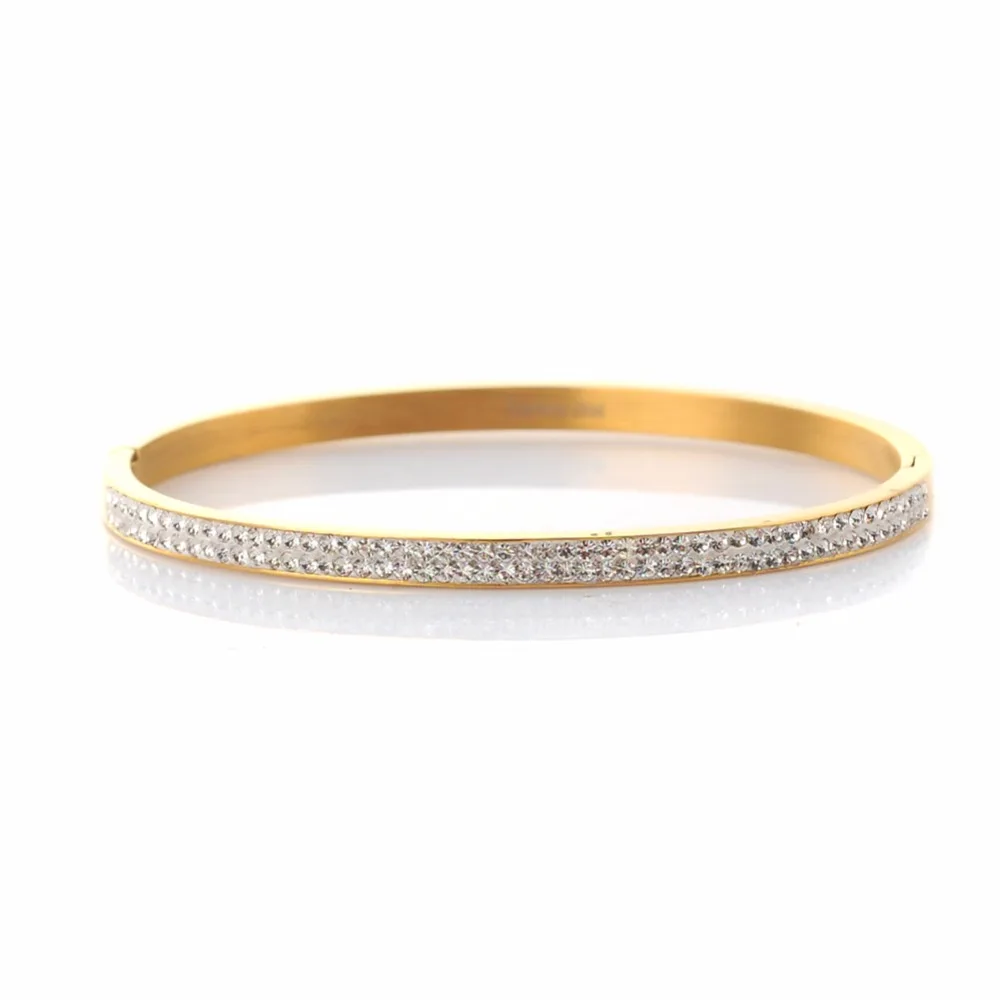 

Women Crystal Bracelet Bangle Titanium Stainless Steel bracelet Wedding Honeymoon Lover Gifts Rose Gold Charming Jewelry