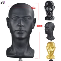 male mannequin manikin head model wig training styling head stand for wig hat sunglasses display showing shelf gold black color