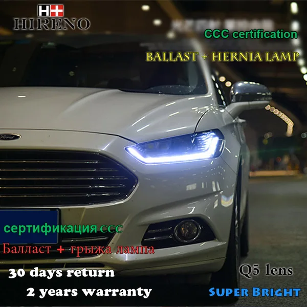 Hireno фары для 2013-2015 Ford Mondeo фар сборки LED DRL ангел объектив двойной луч ксеноновые 2