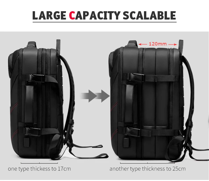 EURCOOL путешествия рюкзак большой Ёмкость мужской Mochila Расширяемый Рюкзак с зарядка через usb ноутбук рюкзак Водонепроницаемый n1962