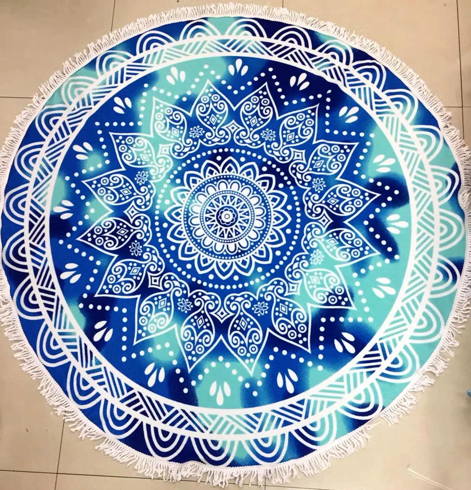 Пляжное полотенце с кисточками пляжное из микрофибры принтом|round beach towel|printed round