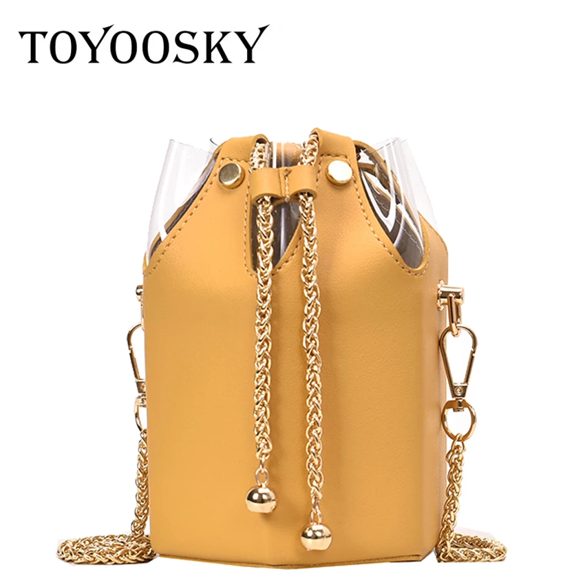 

Модные женские сумки TOYOOSKY, сумка-мешок из искусственной кожи в европейском стиле, женская сумка через плечо, сумка-мессенджер на цепочке, же...