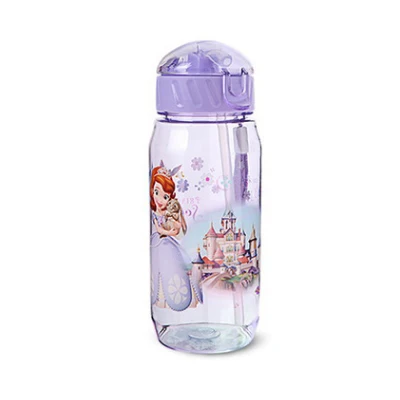 Purple Экологичные детские бутылки для питьевой воды с героями мультфильмов, без бисфенола, тритановая соломенная детская бутылка, детский чайник, портативная Спортивная бутылка - Цвет: Purple