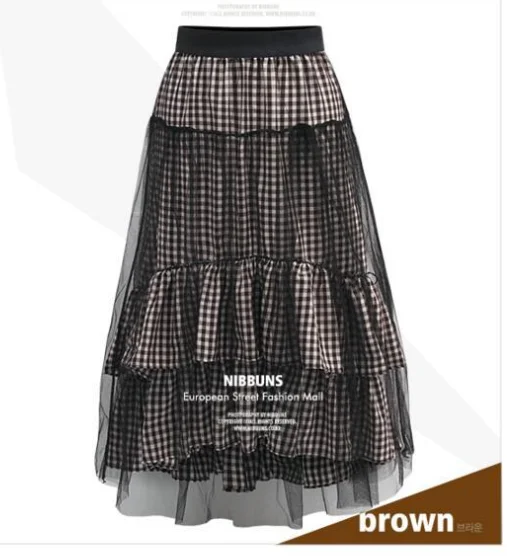 Dark Brown Клетчатая юбка в складку вельветовые длинные юбки с высокой талией женские макси юбки женская школьная юбка пляжные женские юбки - Цвет: Dark Brown