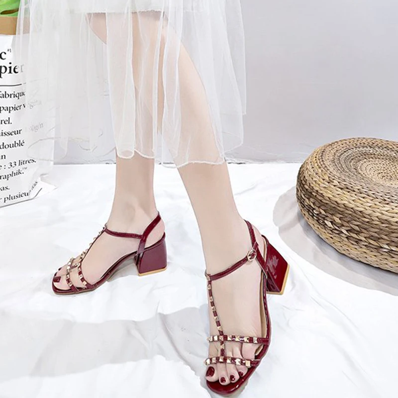 IF IFOND/летние женские сандалии Модные на высоком каблуке с Т-образными ремешками и