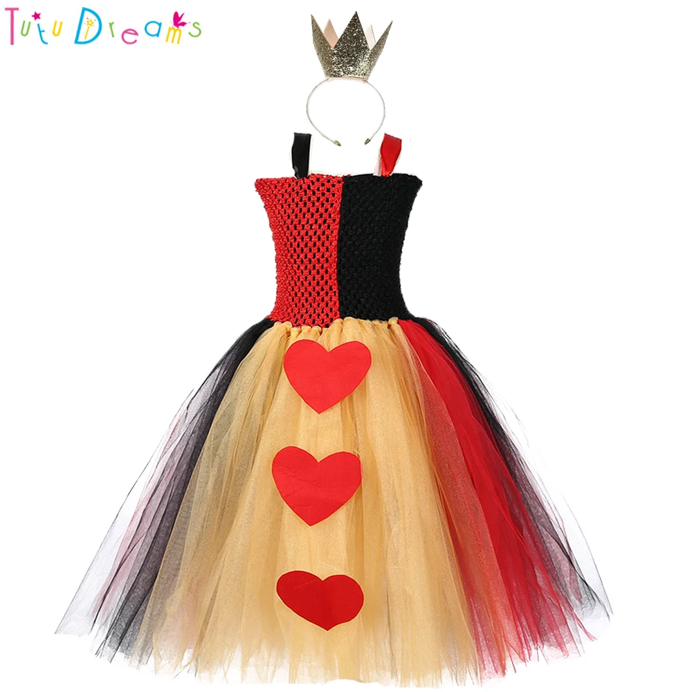 Queen of Heart Tutu Dress with Crown Little Girls Alice in Wonderland Cosplay Costume Set For Christmas New Year Party | Детская одежда