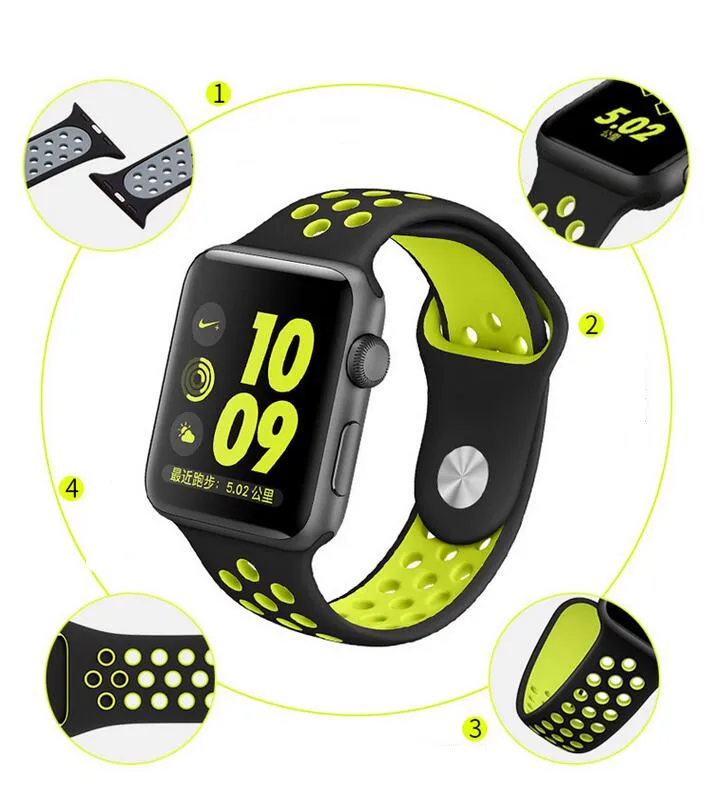 30 шт./лот 42 мм 38 S L размер силиконовый NK спортивный цветной браслет для Apple Watch