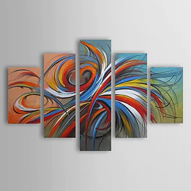 

Oil Paintings Set of 5 Modern Abstract Colorful Circles Hand-painted Canvas Wall Art with Framed Ready to Hang