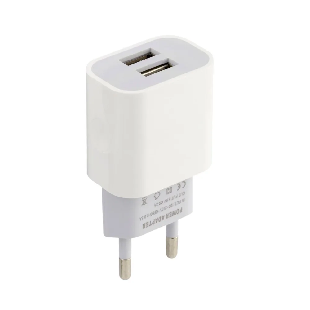 Штепсельная Вилка европейского стандарта 5В 2А 2USB адаптер зарядного устройства