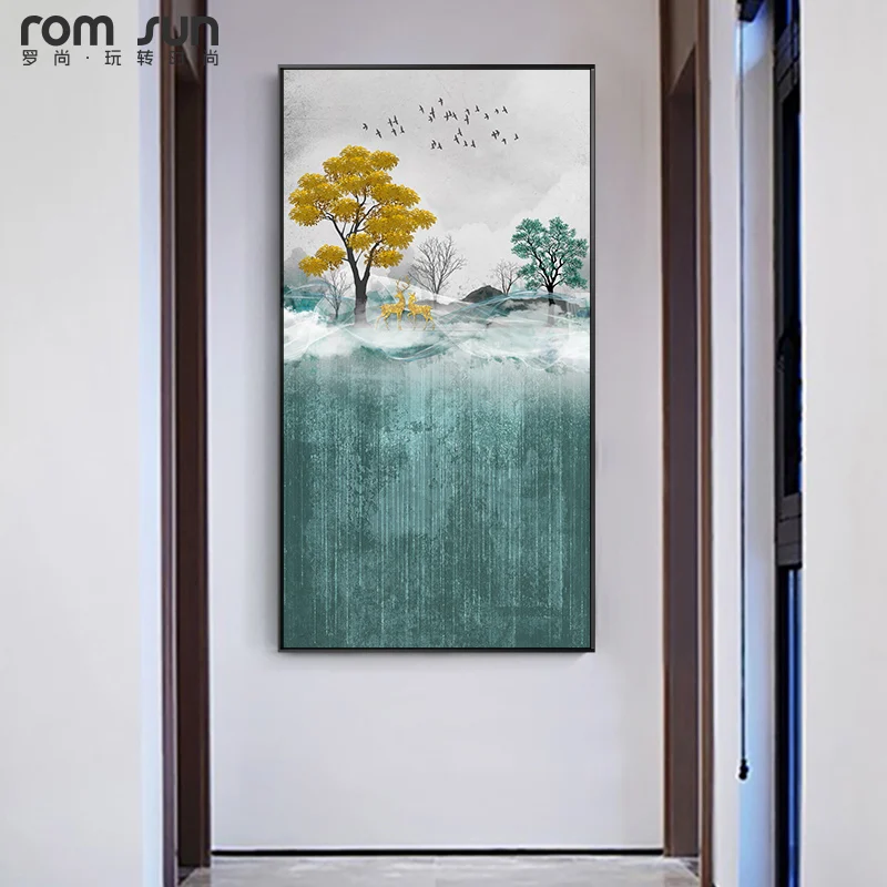 

Chinese Modern trees on rocks Canvas Painting Abstract Poster Print For Living Room Aisle Entrance Home Decor Wall Art Picture