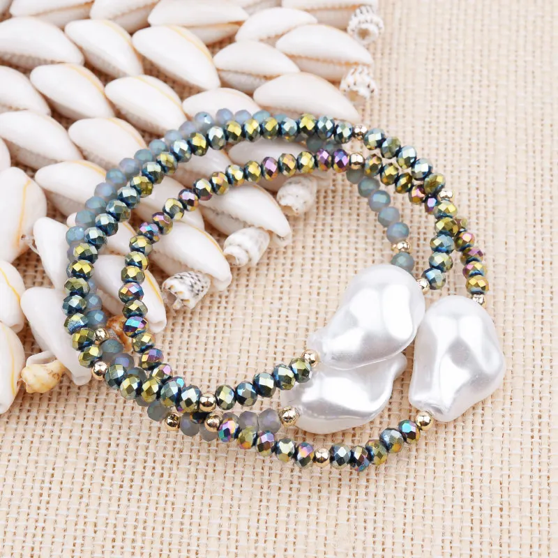 Женские богемные большие браслеты из смолы и жемчуга в стиле барокко модные