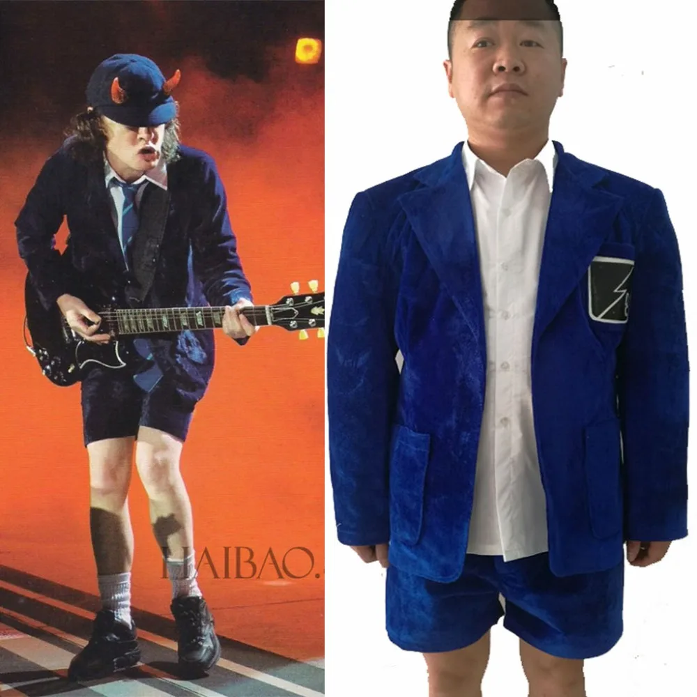 Костюм для косплея сделай сам из группы AC/DC Angus Young голубая куртка топ короткие