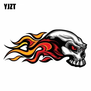 YJZT 15,2 см * 7 см Пылающий череп мотоцикл окна автомобиля наклейка 6-0716