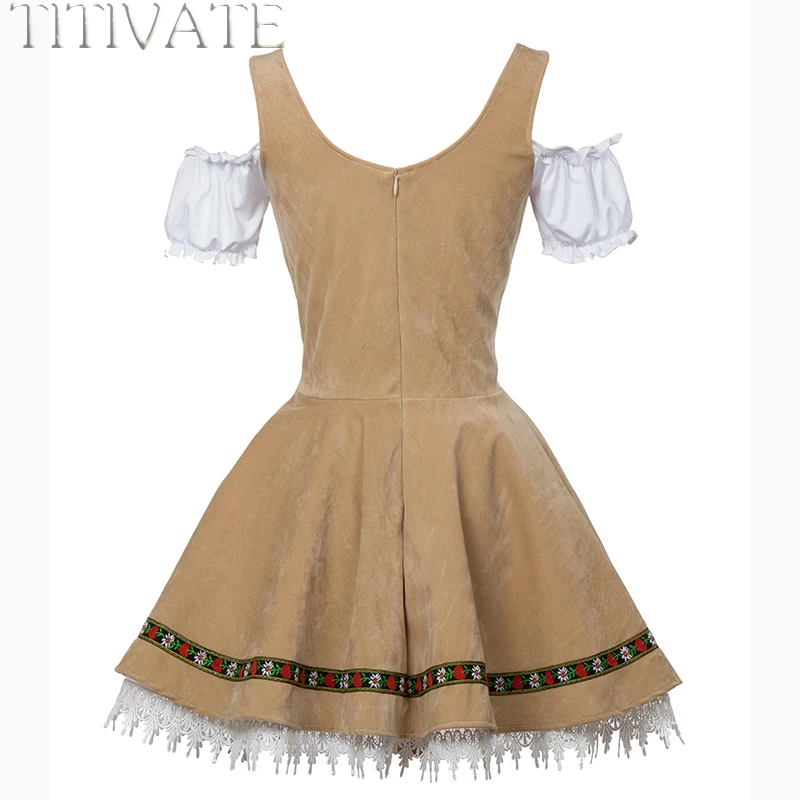 Tivate Модное Пиво oktoberfest девушка костюм горничной Wench Германия Bavarian короткий рукав