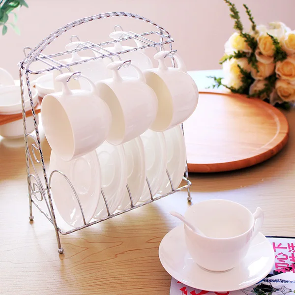 High quality JapanStyle white ceramic porcelain decorative tea cups saucers sets milk tea coffe cups with spoon stainless steel