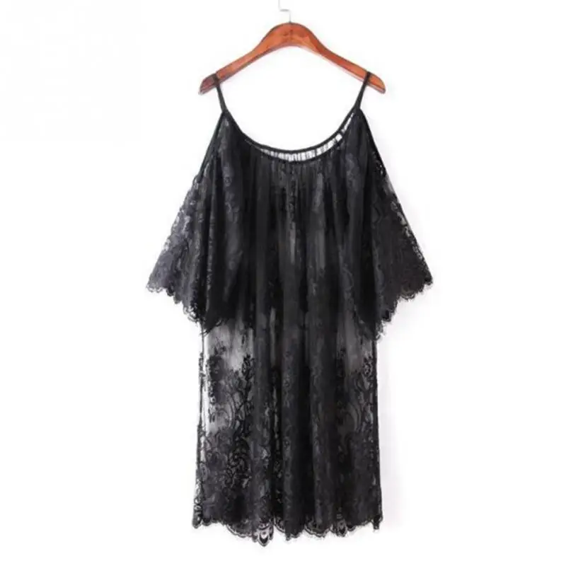 Женское кружевное платье с вышивкой повседневное короткое пляжное белое лямкой
