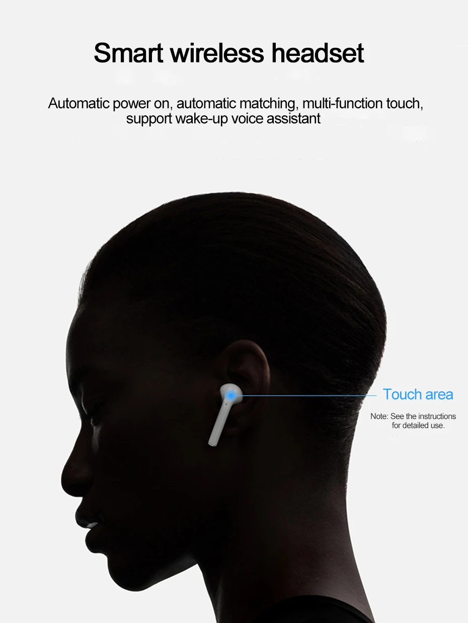 HOCO двойные наушники мини 3D стерео звук Bluetooth наушники настоящие Беспроводные спортивные наушники с сенсорным управлением наушники с power bank