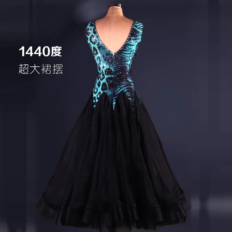 Женский костюм для бальных танцев леопардовое платье без рукавов со стразами |